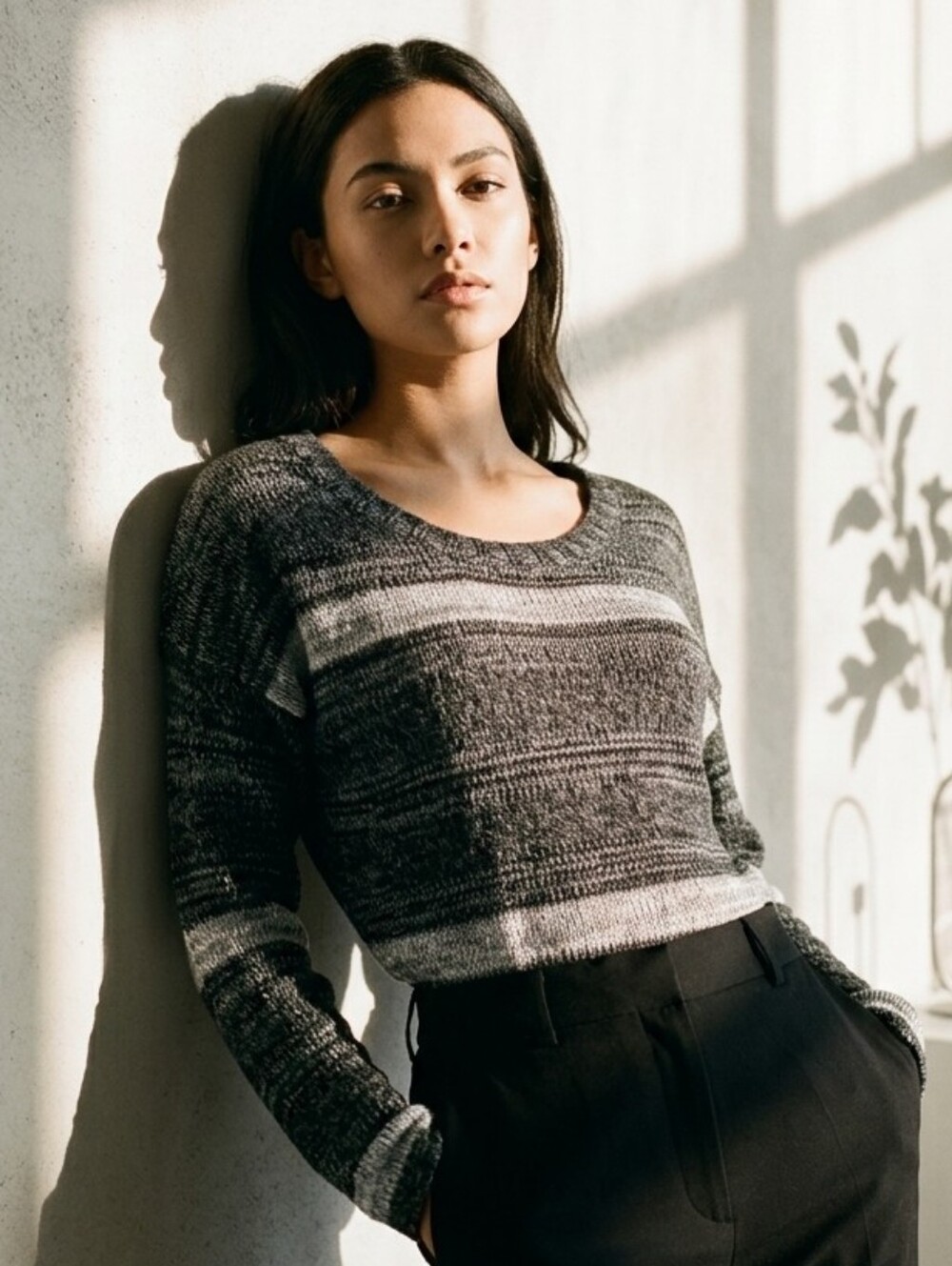 Jaye.e Metallic Striped Knit Sweater Size S Scoop Neck Grunge Fairycore Pullover